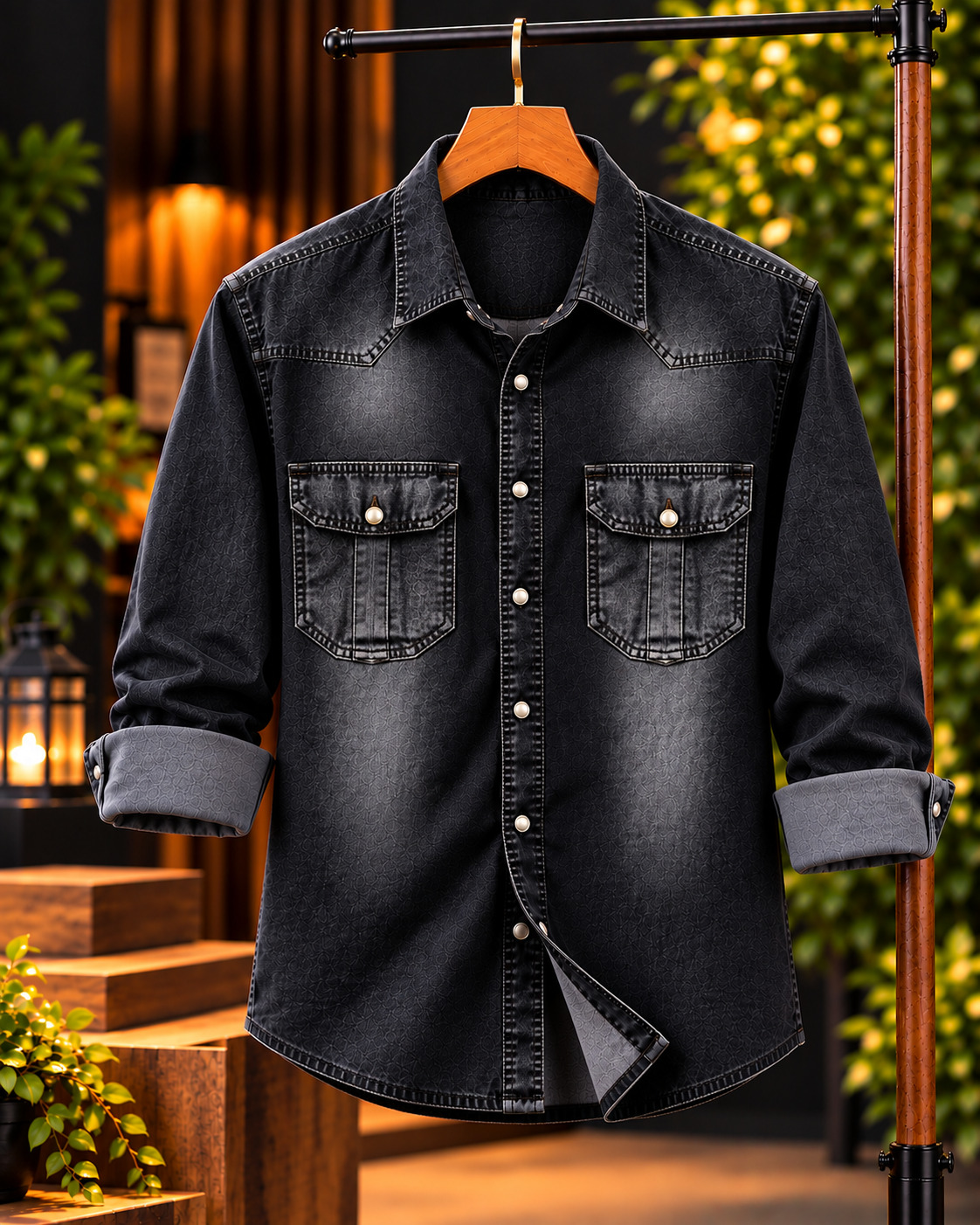 Premium Trendy Denim Shirt for Men – Stylish Casual Full Sleeve Shirt