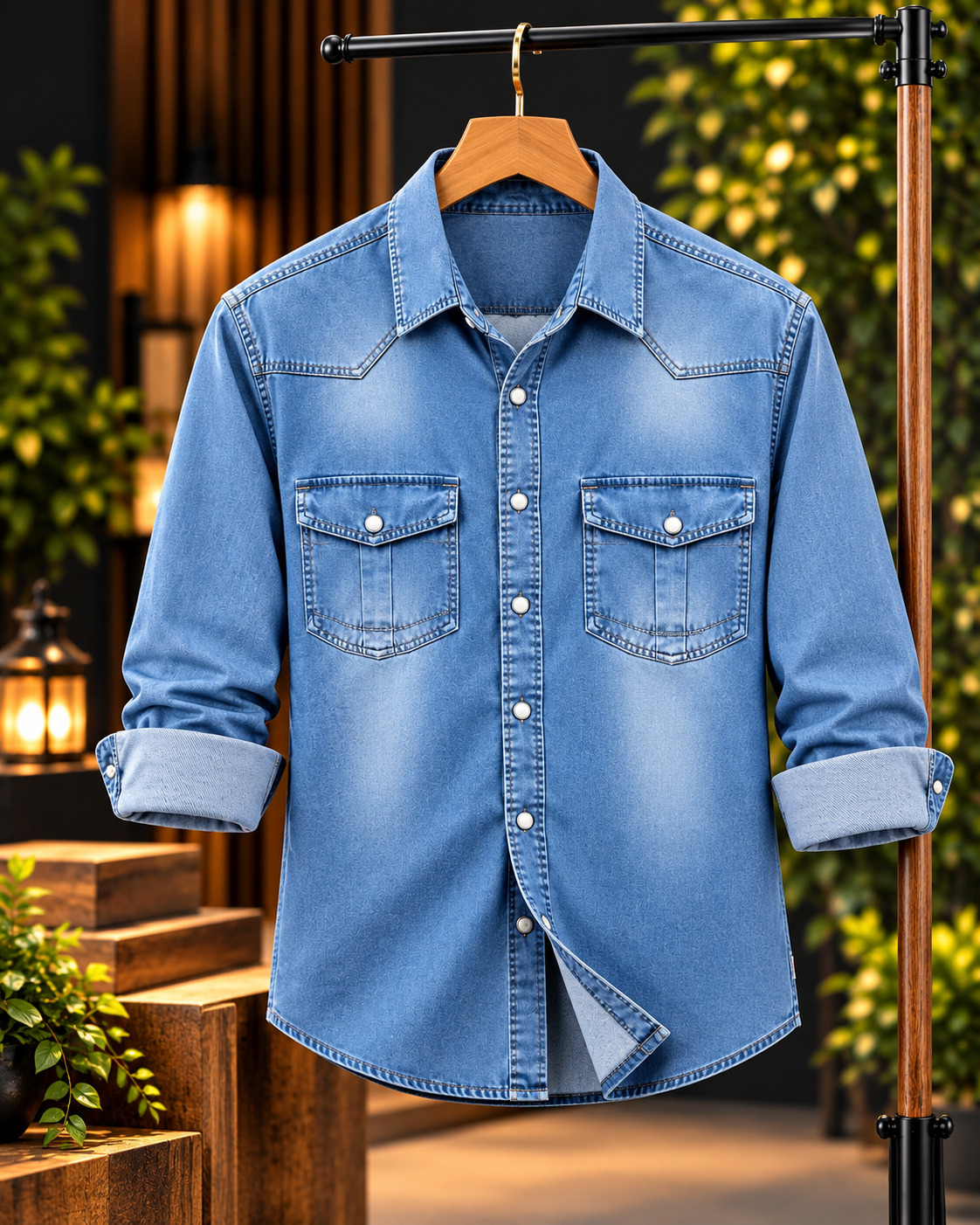 Premium Trendy Denim Shirt for Men – Stylish Casual Full Sleeve Shirt