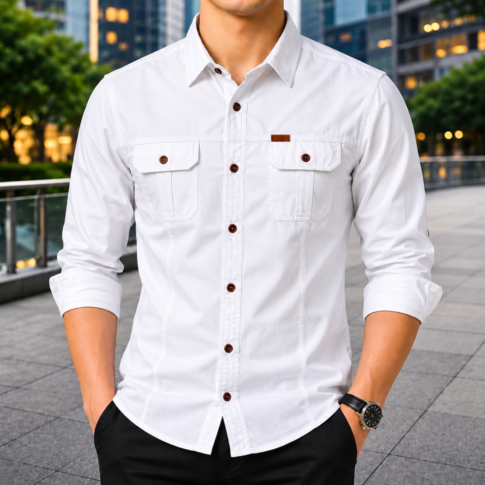 Stylish Full Sleeve Panel Shirt for Men – Premium Cotton Casual Shirt