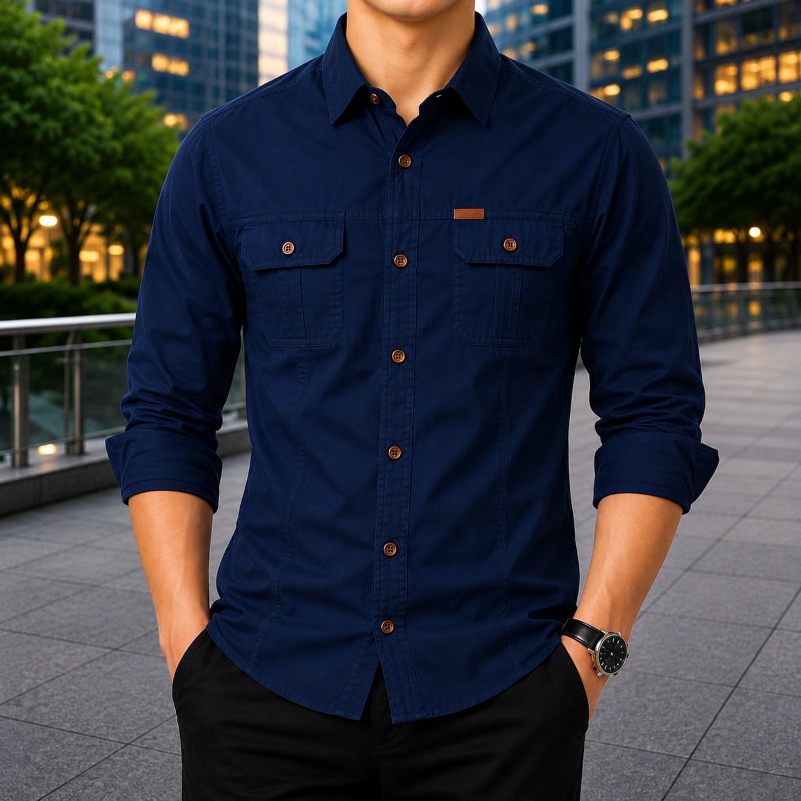 Stylish Full Sleeve Panel Shirt for Men – Premium Cotton Casual Shirt