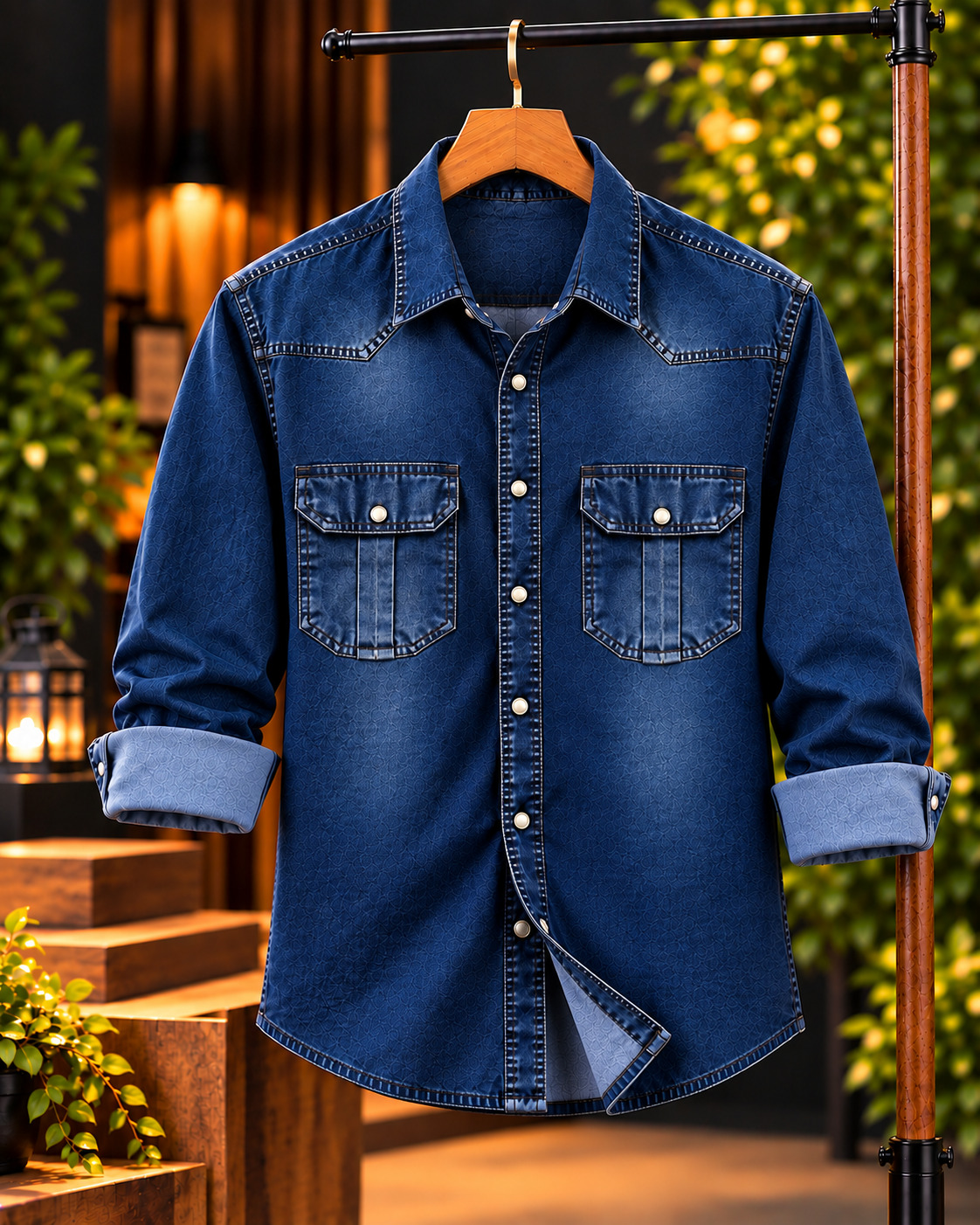 Premium Trendy Denim Shirt for Men – Stylish Casual Full Sleeve Shirt
