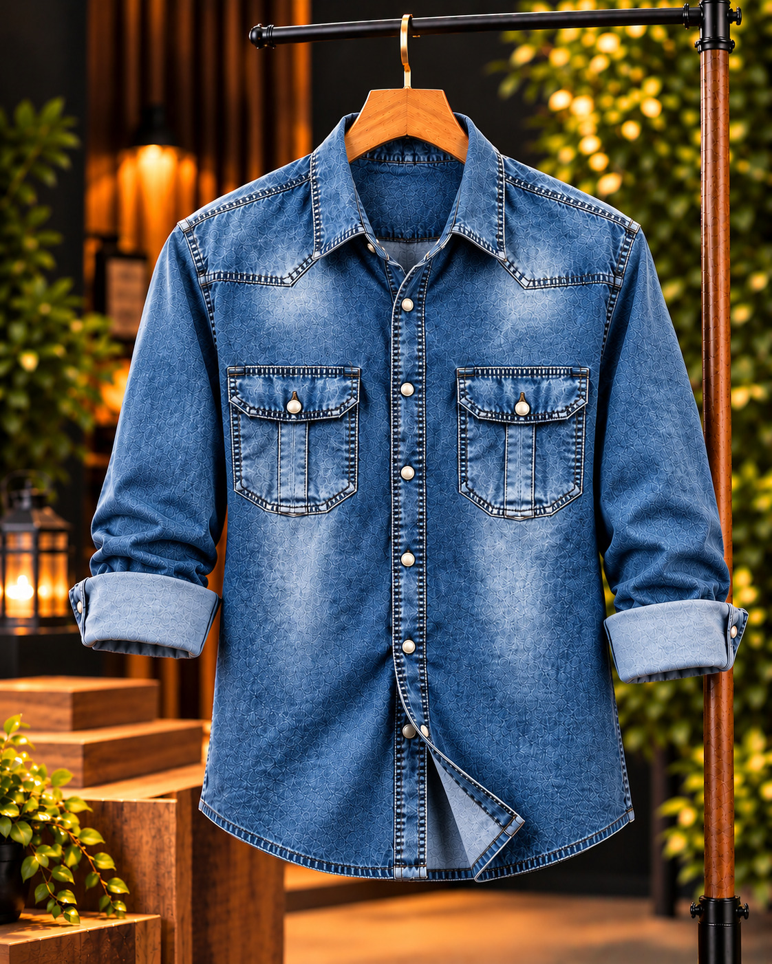 Premium Trendy Denim Shirt for Men – Stylish Casual Full Sleeve Shirt
