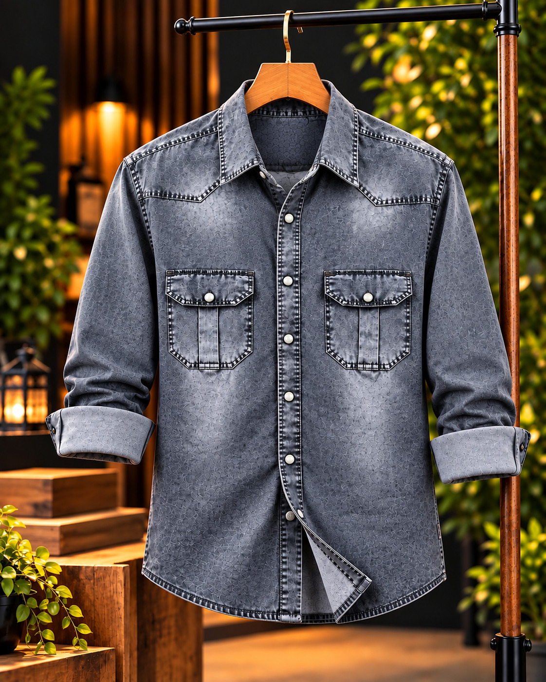 Premium Trendy Denim Shirt for Men – Stylish Casual Full Sleeve Shirt