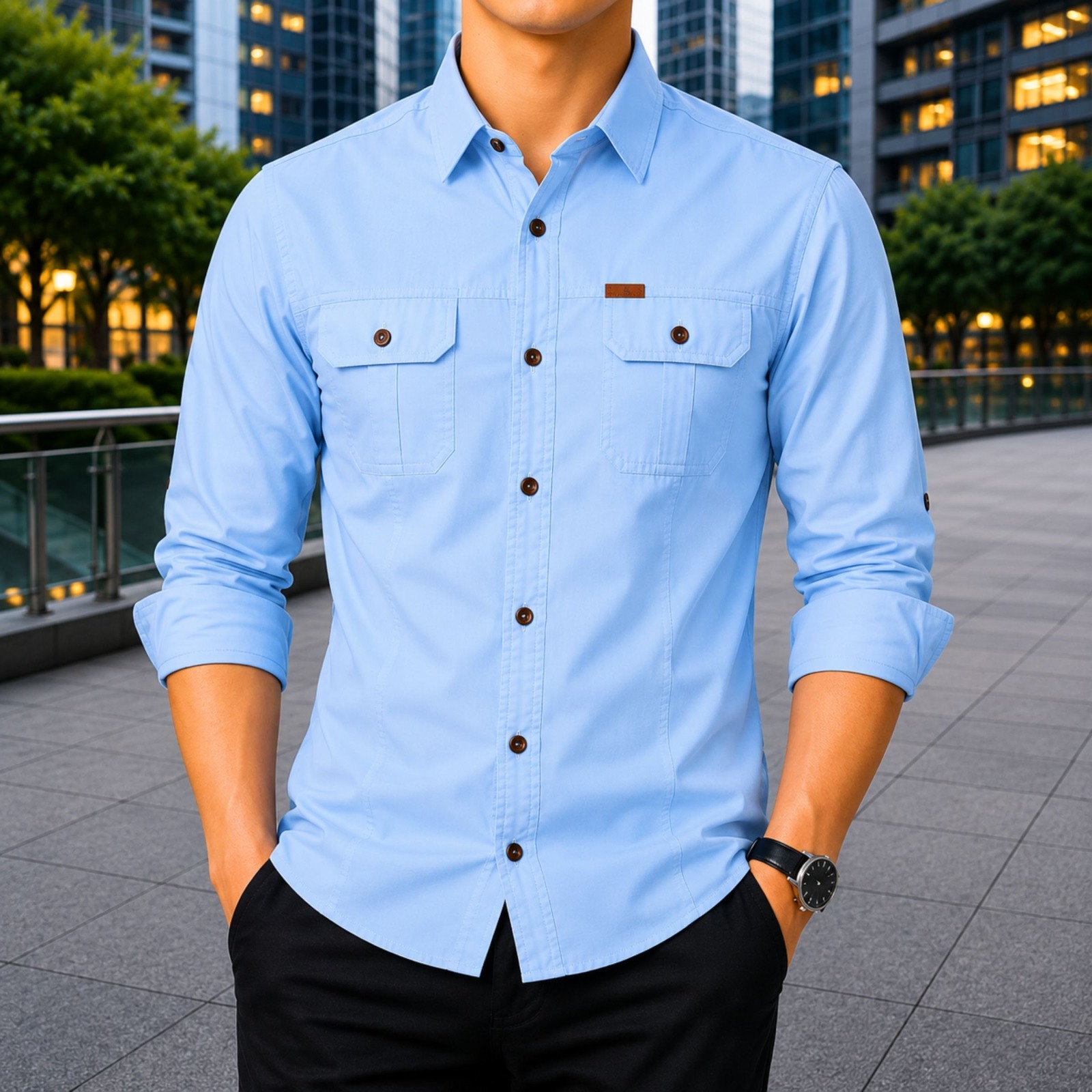 Stylish Full Sleeve Panel Shirt for Men – Premium Cotton Casual Shirt