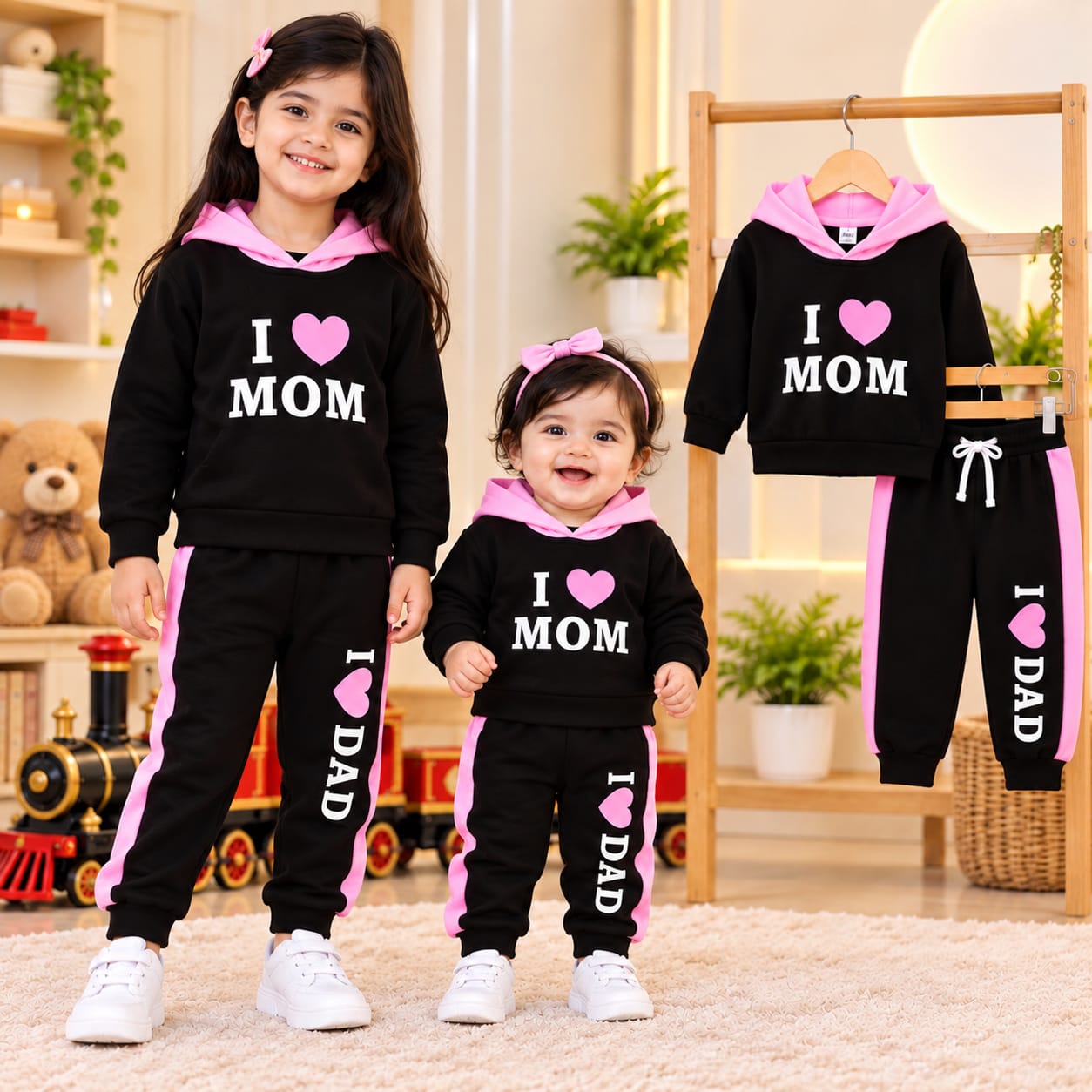 Kids Stylish Hoodie Set for Boys & Girls – Cute Winter Tracksuit