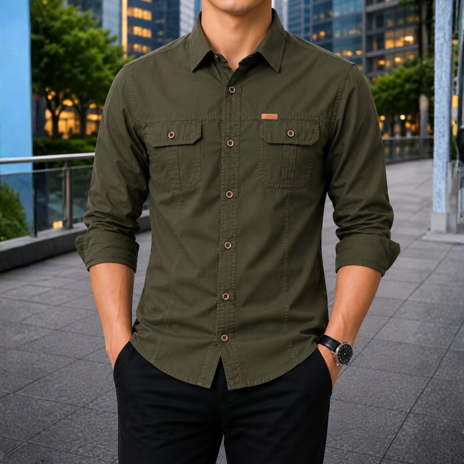 Stylish Full Sleeve Panel Shirt for Men – Premium Cotton Casual Shirt