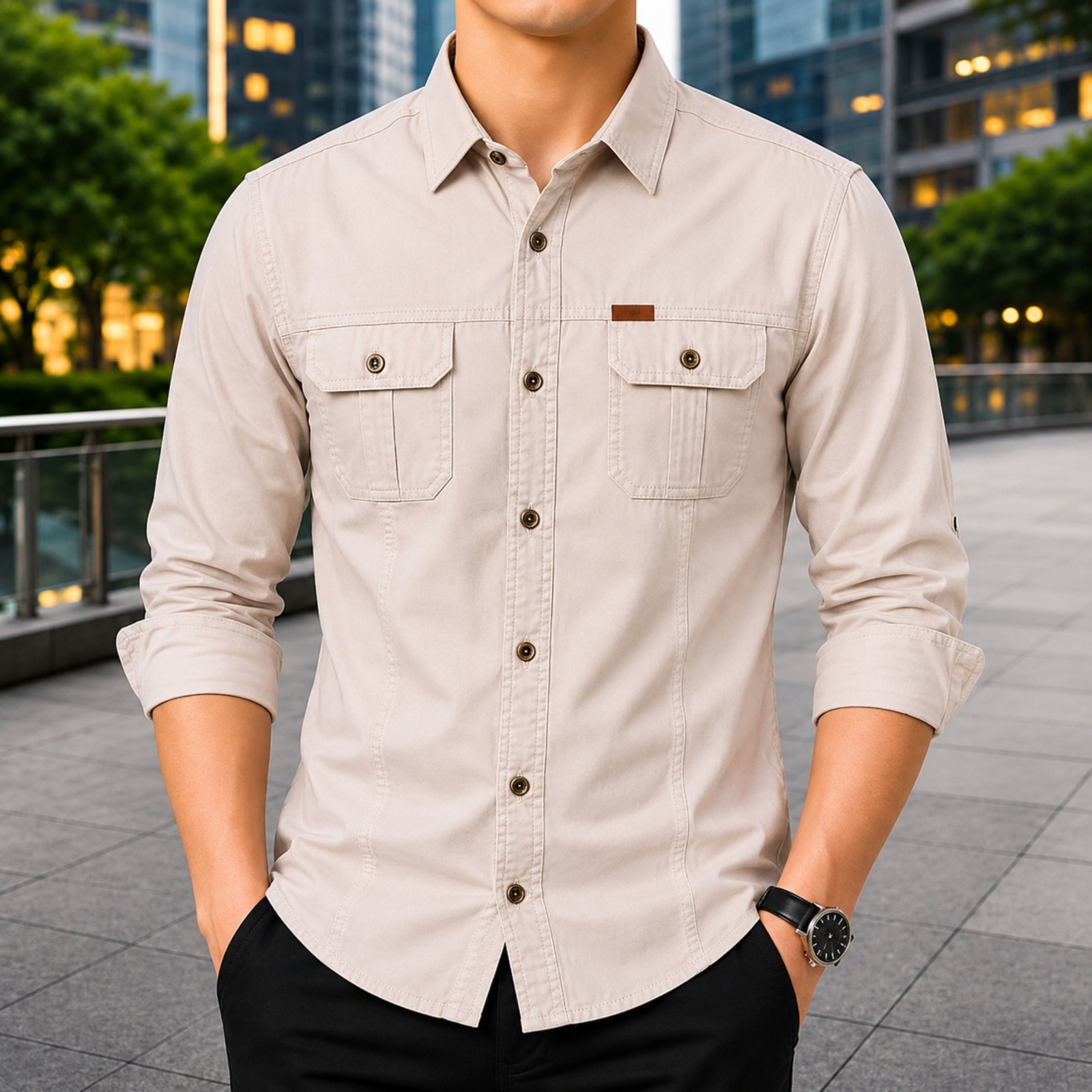 Stylish Full Sleeve Panel Shirt for Men – Premium Cotton Casual Shirt