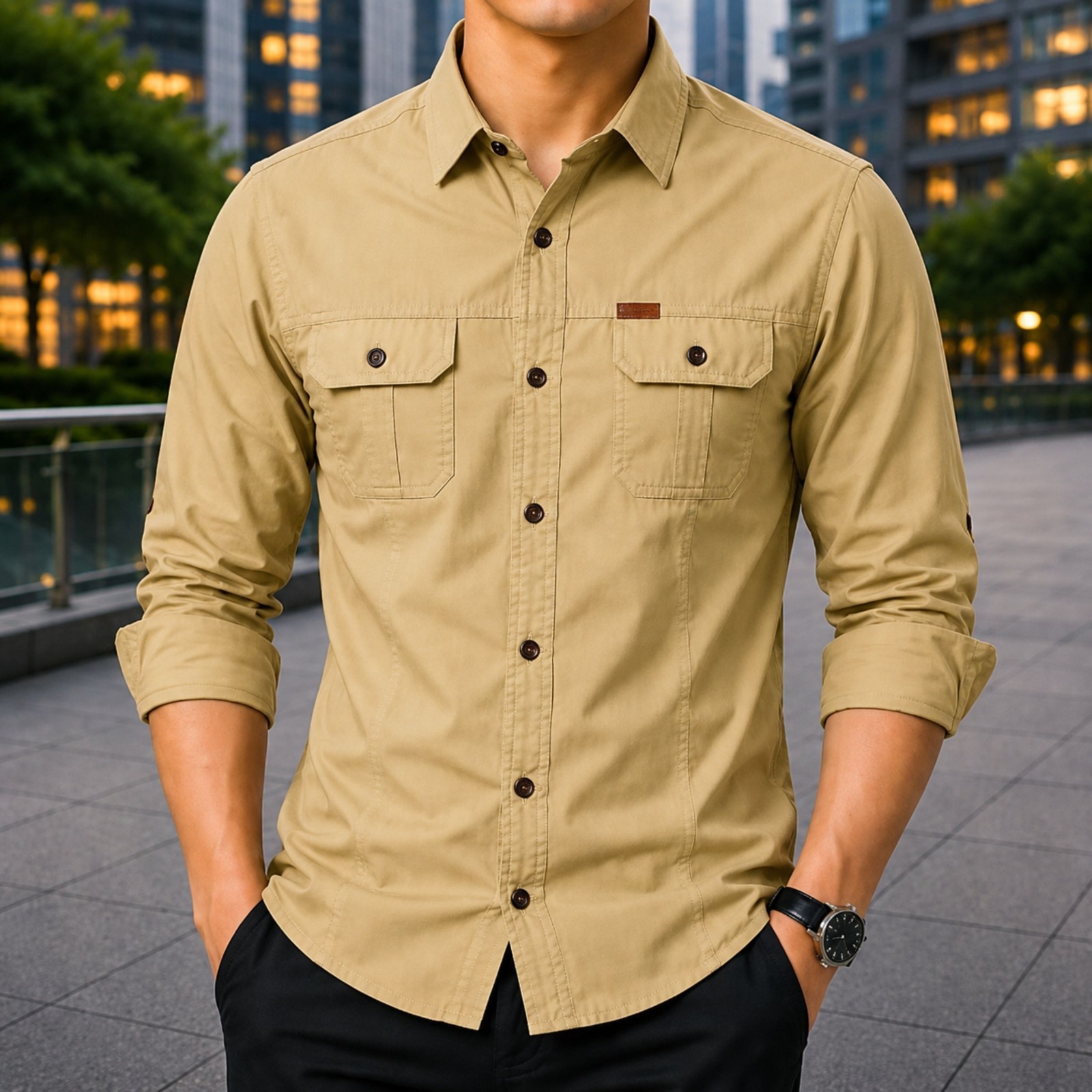 Stylish Full Sleeve Panel Shirt for Men – Premium Cotton Casual Shirt